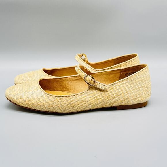 J Crew Shoes Womens 6.5 Beige Mary Jane Ballet Flats Raffia Woven Buckle Comfort - Picture 5 of 12